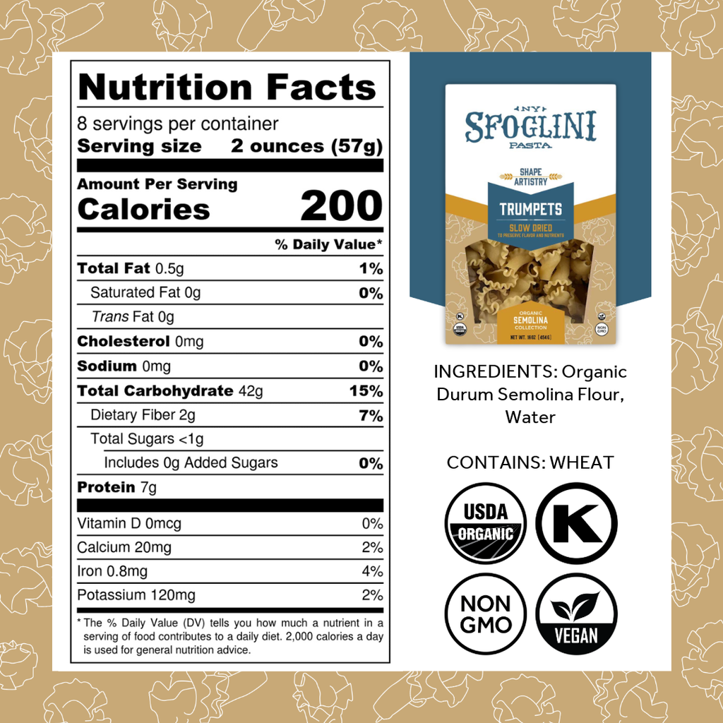 Trumpets, Organic Durum Semolina Pasta